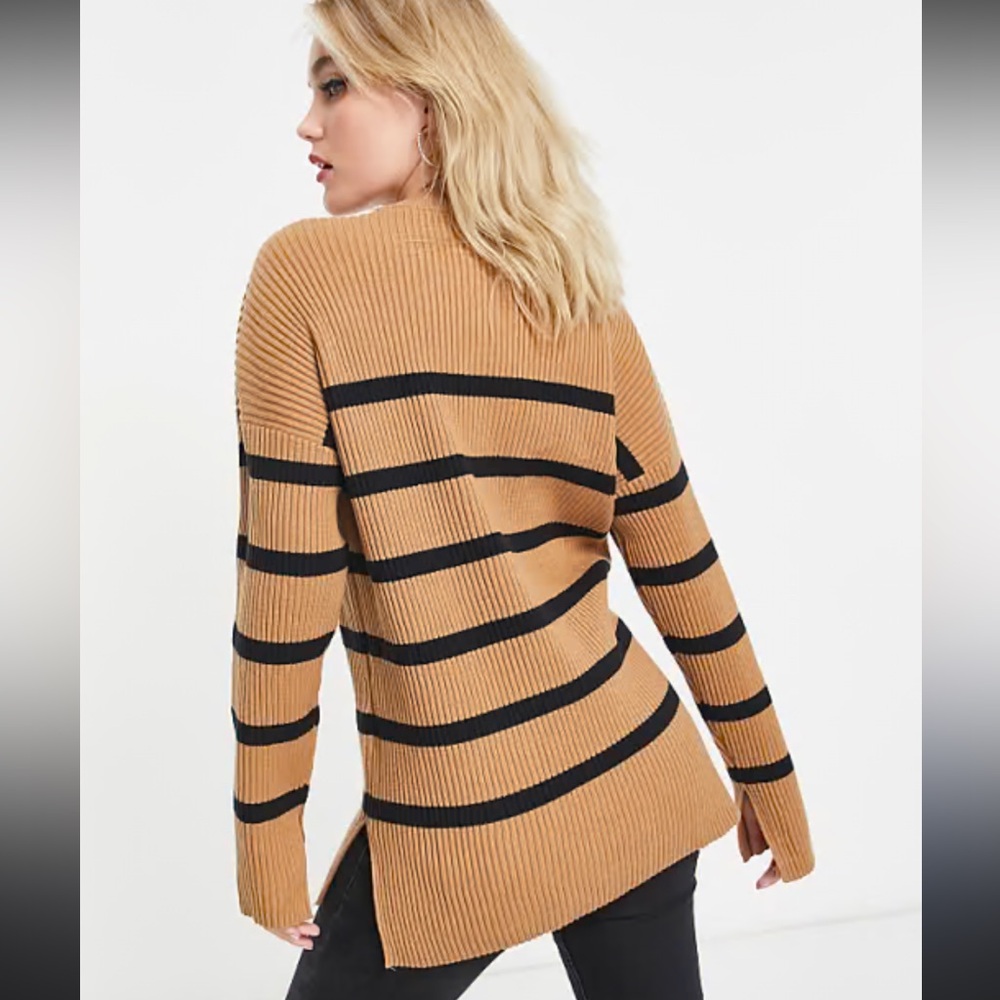 Abercrombie Camel & Black Striped Sweater XS